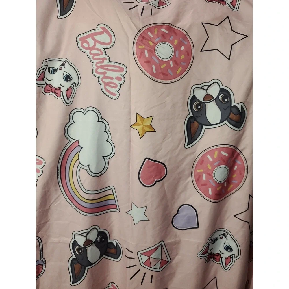 Barbie Twin‎ Sheet Bedding Pink Cat Dog Donut Ring Rainbow Ice cream